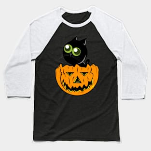 Halloween Cat Baseball T-Shirt